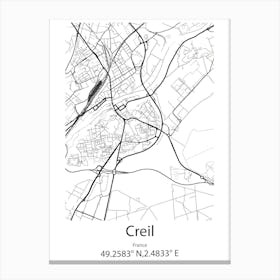 Creil,France Minimalist Map Canvas Print