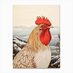 Bird Illustration Rooster 2 Canvas Print