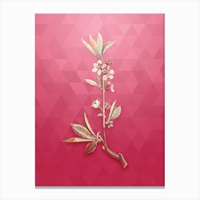 Vintage Pink Flower Botanical in Gold on Viva Magenta n.0417 Canvas Print