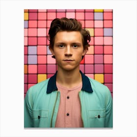 Young Man In Front Of Colorful Tiles Canvas Print