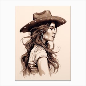 Cowgirl Neutral Colours Portrait 3 Canvas Print