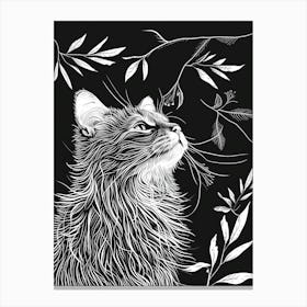 Turkish Angora Cat Minimalist Illustration 2 Canvas Print