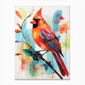 Bird Painting Collage Northern Cardinal 4 Canvas Print