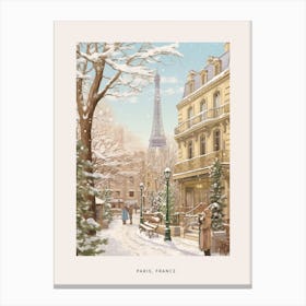 Vintage Winter Poster Paris France 1 Canvas Print