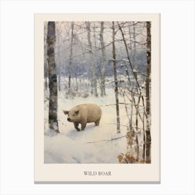 Vintage Winter Animal Painting Poster Wild Boar 2 Canvas Print