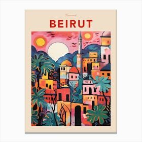 Beirut Lebanon 4 Fauvist Travel Poster Canvas Print