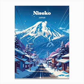 Niseko Hokkaido Japan Snow Digital Travel Illustration Canvas Print