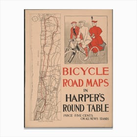 Bicycle Road Maps (1895), Edward Penfield Canvas Print
