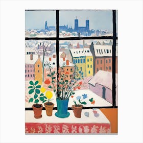 The Windowsill Of Nuremberg   Germany Snow Inspired By Matisse 4 Canvas Print