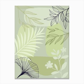 Vector Illustration Of Leaves And Flowers Canvas Print