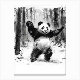 Giant Panda Dancing Ink Illustration The Woods Ink Illustration 1 Canvas Print