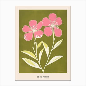 Pink & Green Bergamot 2 Flower Poster Canvas Print
