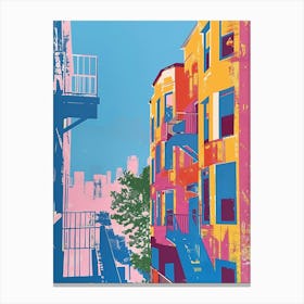 Flushing New York Colourful Silkscreen Illustration 2 Canvas Print