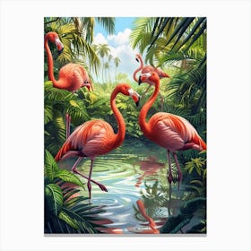 Greater Flamingo Las Coloradas Mexico Tropical Illustration 7 Canvas Print