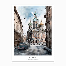 Saint Petersburg, Russia 2 Watercolor Travel Poster Canvas Print