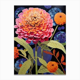 Surreal Florals Zinnia 2 Flower Painting Canvas Print