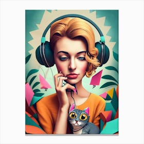 Girl Listening To Music 5 Canvas Print
