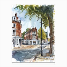 Kingston Upon Thames London Borough   Street Watercolour 4 Canvas Print