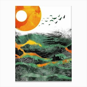 Sun And Birds Canvas Print