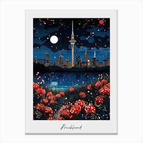 Poster Of Auckland, Illustration In The Style Of Pop Art 2 Canvas Print