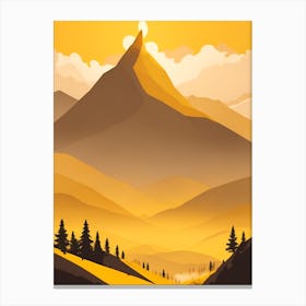 Misty Mountains Vertical Composition In Yellow Tone 4 Canvas Print