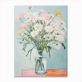 A Vase With Queen Anne S Lace, Flower Bouquet 3 Canvas Print