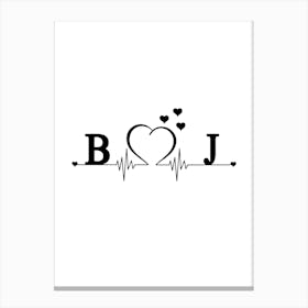 Personalized Couple Name Initial B And J Monogram Canvas Print