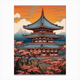 Yamadera Temple, Japan Vintage Travel Art 2 Canvas Print