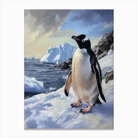 Adlie Penguin Zavodovski Island Oil Painting 2 Canvas Print