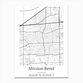 Mission,Canada Minimalist Map Canvas Print