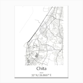 Chita,Japan Minimalist Map Canvas Print