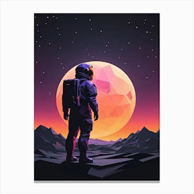 Low Poly Astronaut Minimalist Sunset (4) Canvas Print