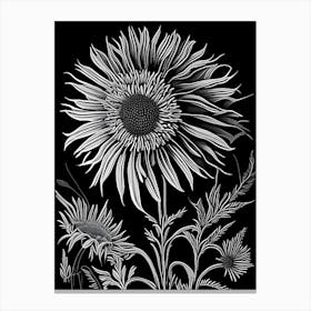 Compass Plant Wildflower Linocut Canvas Print
