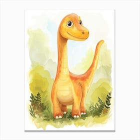Cute Orange Cartoon Dinosaur Illustration Canvas Print