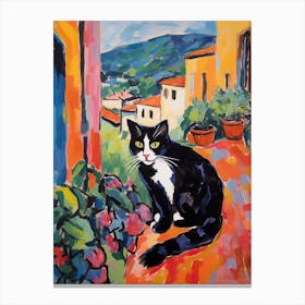 Painting Of A Cat In Volterra Italy 1 Canvas Print