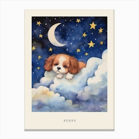 Baby Puppy 1 Sleeping In The Clouds Nursery Poster Canvas Print