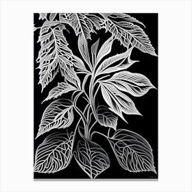 Siberian Ginseng Leaf Linocut 2 Canvas Print