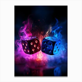 Two Dice On A Black Background Canvas Print