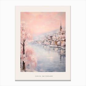 Dreamy Winter Painting Poster Zurich Switzerland 5 Canvas Print