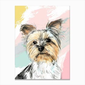 Yorkshire Terrier Dog Pastel Line Watercolour Illustration  5 Canvas Print