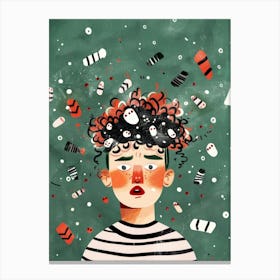 Illustration Of A Girl With Hair Canvas Print