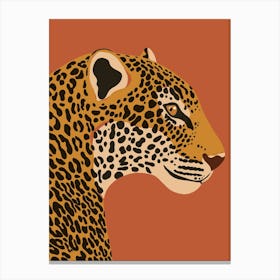 Jungle Safari Leopard on Red Brown Canvas Print