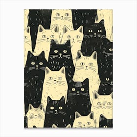 Perfectly Repeatable Artwork With Cute Cat Faces 35 Canvas Print