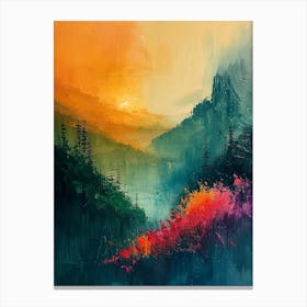 Abstract Mountain Landscape Painting Canvas Print