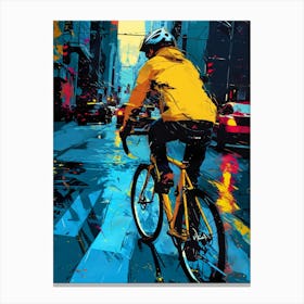 Rainy Day biker  sport Canvas Print