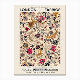 Poster Radiant Petals London Fabrics Floral Pattern 6 Canvas Print