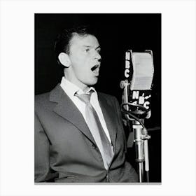 Frank Sinatra Singing Into Microphone Canvas Print