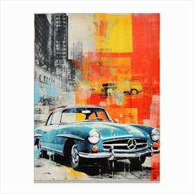 Classic Car Pop Art Risograph Inspired 1 Canvas Print