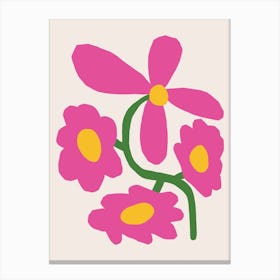 Pink Retro Cutout Flower Canvas Print