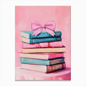 Stack Of Books With A Pink Bow Canvas Print